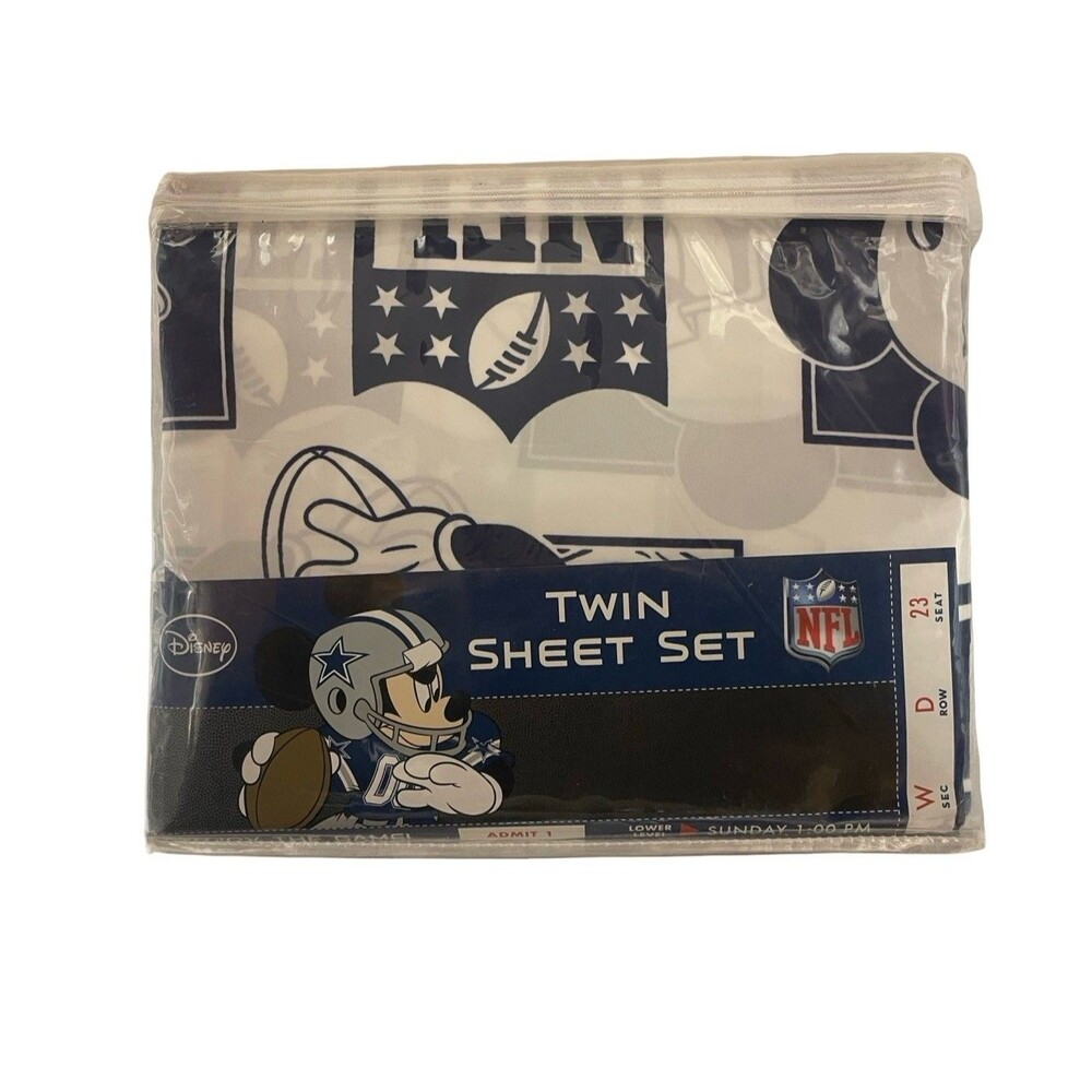 Disney Mickey Mouse NFL Full Sheet Set with Pillow Case Dallas Cowboys Blue NEW